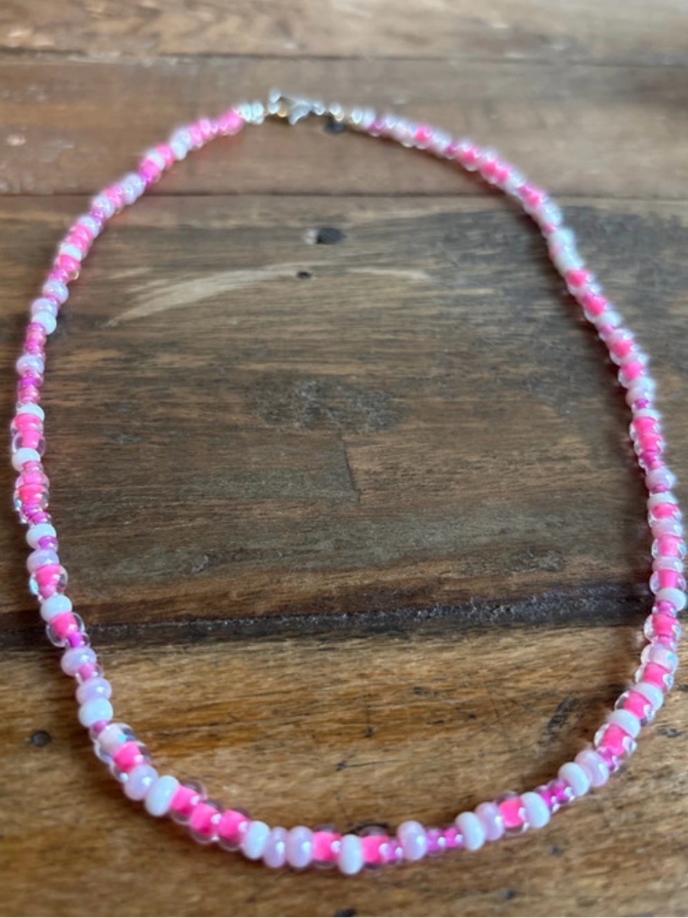 Handmade Pink Beaded Necklace